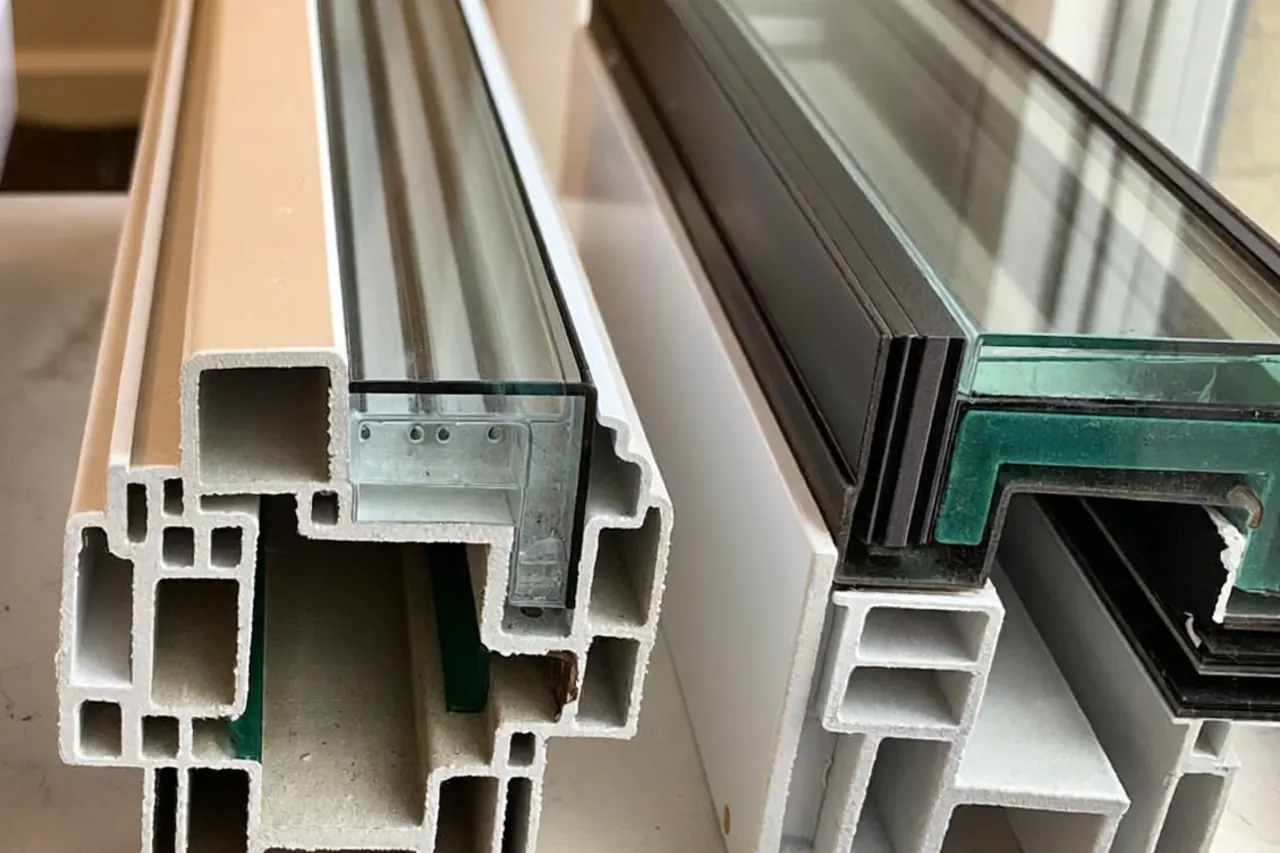Single pane and double-glazed unit shown next to each other for comparison